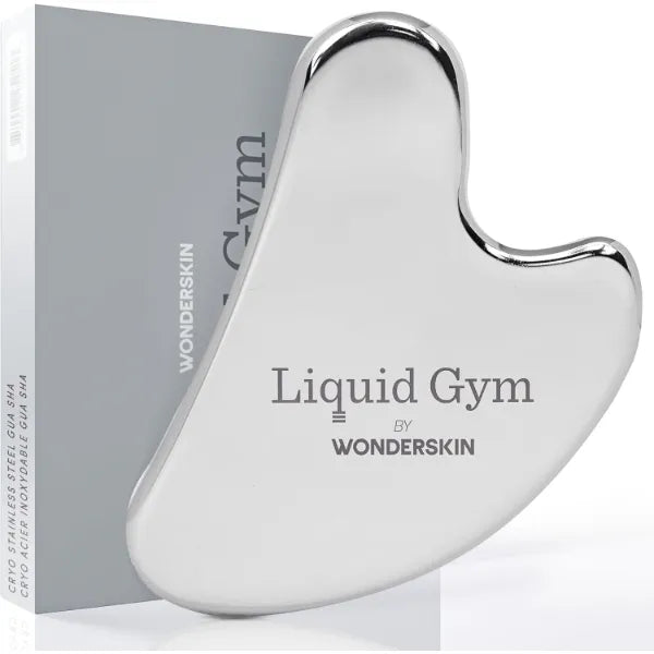 Wonderskin Liquid Gym Gua Sha Face Sculpting Tool, Facial Roller to Reduce Tension, Puffiness & Wrinkles, Skin Care Tool and Jawline Sculptor, Stainless Steel Facial Massager