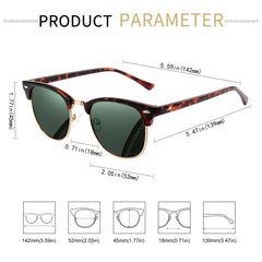 KANASTAL Polarized Horn Rimmed Sunglasses for Men and Women, Classic Half Frame Sun Glasses, Semi Rimless Shades for Womens 100% UV400 Protection Driving