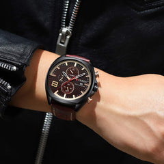 CURREN Quartz Watches for Men's Original Brand Multi-function Calendar style Waterproof Boys Leather Wrist Watch 8324 - brown