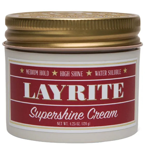 Layrite Supershine Cream – Medium Hold, High Shine Hair Styling Cream | Smooth, Polished Finish for All Hair Types - 4.25 oz (Pack of 1)