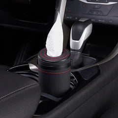 MiOYOOW Car Tissue Tube, Cylinder Tissue Box Diameter 2.75'' PU Leather Round Tissues Container for Car Cup Holder, Up to 30 Count Tissue
