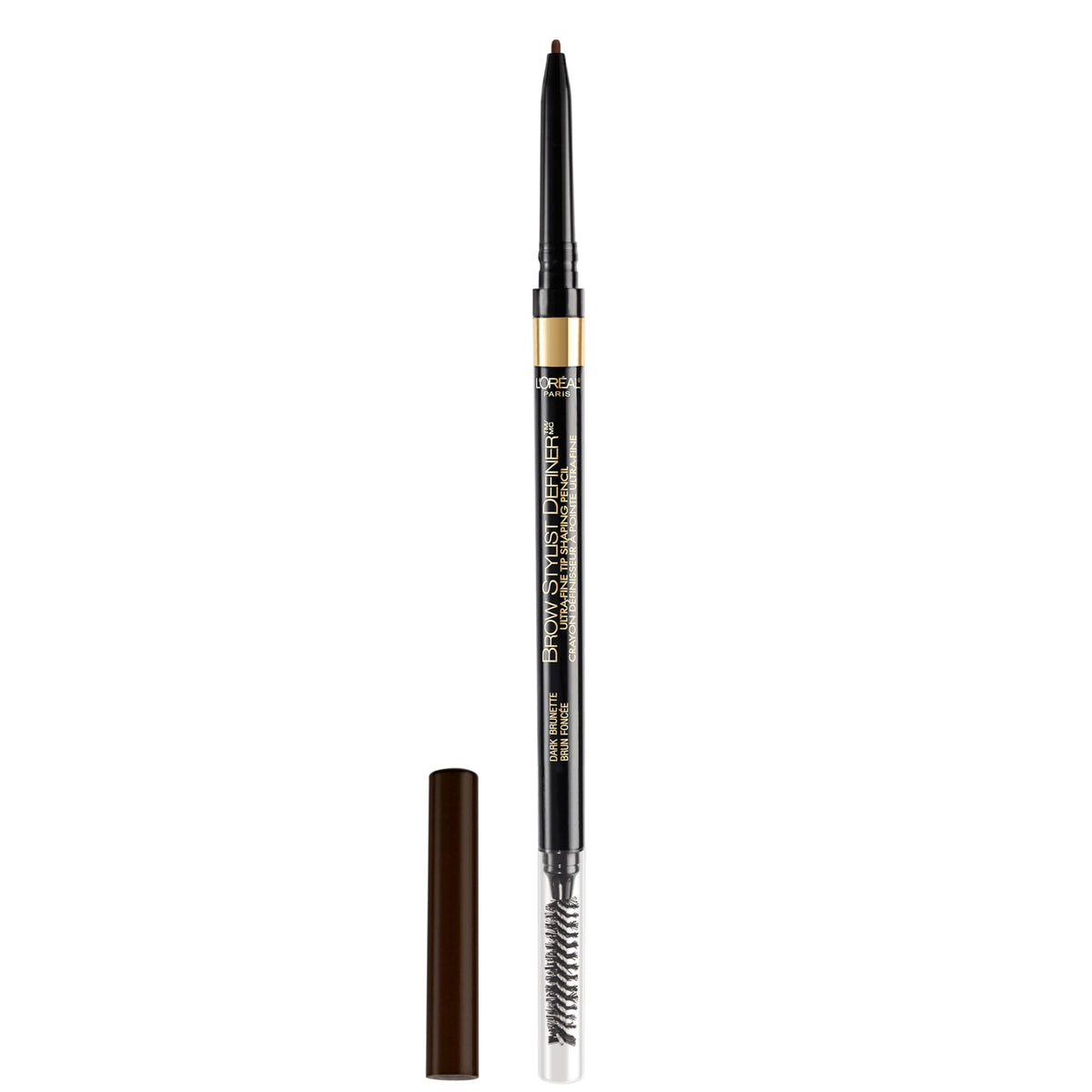 L'Oréal Paris Brow Definer Waterproof Brow Pencil, Ultra-Fine Mechanical Retractable, Draws Fine Hairs and Fills In Sparse Areas, Dark Brown, 0.000 oz