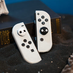 GeekShare Cute Silicone Joycon Thumb Grip Caps, Joystick Cover Compatible with Nintendo Switch/OLED/Switch Lite,4PCS - Skull (White)