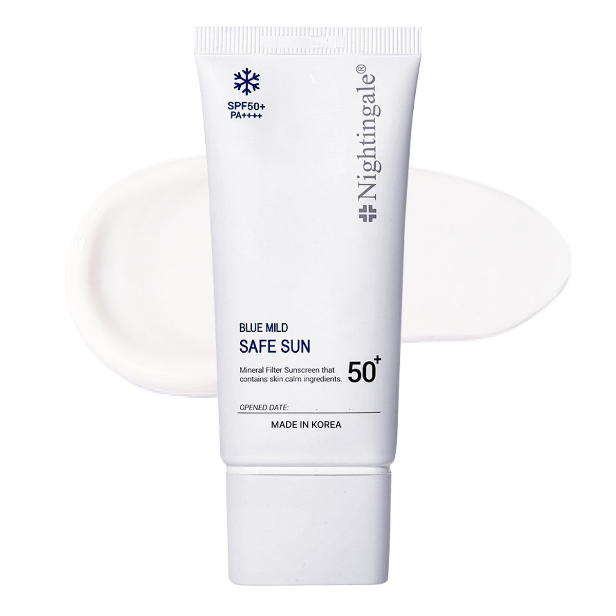 Nightingale Korean Face Sunscreen SPF50 - Blue Mild Safe Sun 50ml - Invisible, Broad Spectrum, Weightless, Oil Free Cream - For All Skin Types and Skin Tones