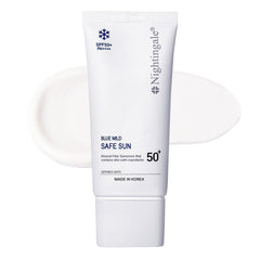 Nightingale Korean Face Sunscreen SPF50 - Blue Mild Safe Sun 50ml - Invisible, Broad Spectrum, Weightless, Oil Free Cream - For All Skin Types and Skin Tones