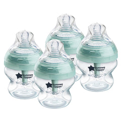 Tommee Tippee Baby Bottles, Advanced Anti-Colic Baby Bottle with Slow Flow Breast-Like, 5oz, 0m+, Self-Sterilizing, Baby Feeding Essentials, Pack of 4