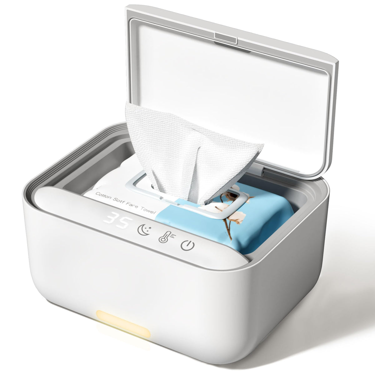 CONOYAR Baby Wipe Warmer With 3 Level Surround Temperature Control, Large Capacity Diaper Water Wipes Warmer with light for Wipe, Towel, Wet Tissue Wipe Dispenser Holder Warmer Keep Moist for Babies
