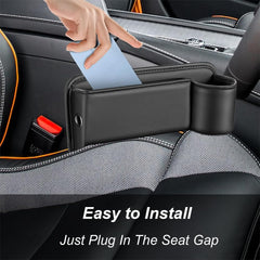 Azonee Car Seat Gap Filler Organizer, 2 Pack Universal Gap Storage Box for Car, Auto Console Side Storage Box with Cup Holders, Car Organizer Front Seat for Phones,Glasses,Wallet, Cards and Keys