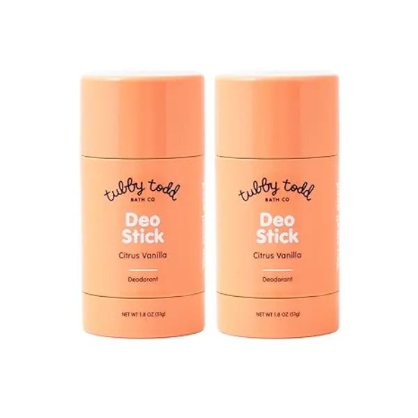 TUBBY TODD Deo Stick Kids Deodorant Aluminum Free, Baking Soda Free, Citrus Vanilla Deodorant for Sensitive Skin Odor Protection with Tapioca Starch & Magnesium Safe for Kids & Tweens 2Pk