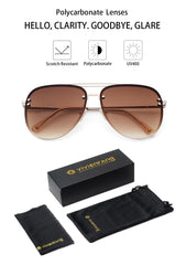 VIVIENFANG Premium Rimless Oversized Aviator Sunglasses for Women, Polarized PC Lens UV Protection Womens Shade VF2203