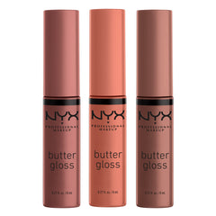 NYX PROFESSIONAL MAKEUP Butter Gloss Brown Sugar - Pack Of 3 Lip Gloss (Sugar High, Spiked Toffee, Butterscotch)
