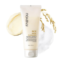 FABYOU Rice Mask Cleanser 200ml – Korean Skincare Glow-Boosting & Hydrating Face Wash with Jeju Rice & Natto Gum, Gentle Exfoliating Daily Foam Cleanser for Deep Pore Cleanser, Non-Irritating Formula
