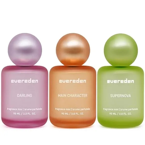 Evereden Fragrance Hair and Body Mist Bundle of 3 Clean & Vegan Collectible Hair & Body Spray for Teen Girls Set Amplify Your Self Expression w/ 3 Iconic Scents in Mesmerizing Fragrance Dispensers