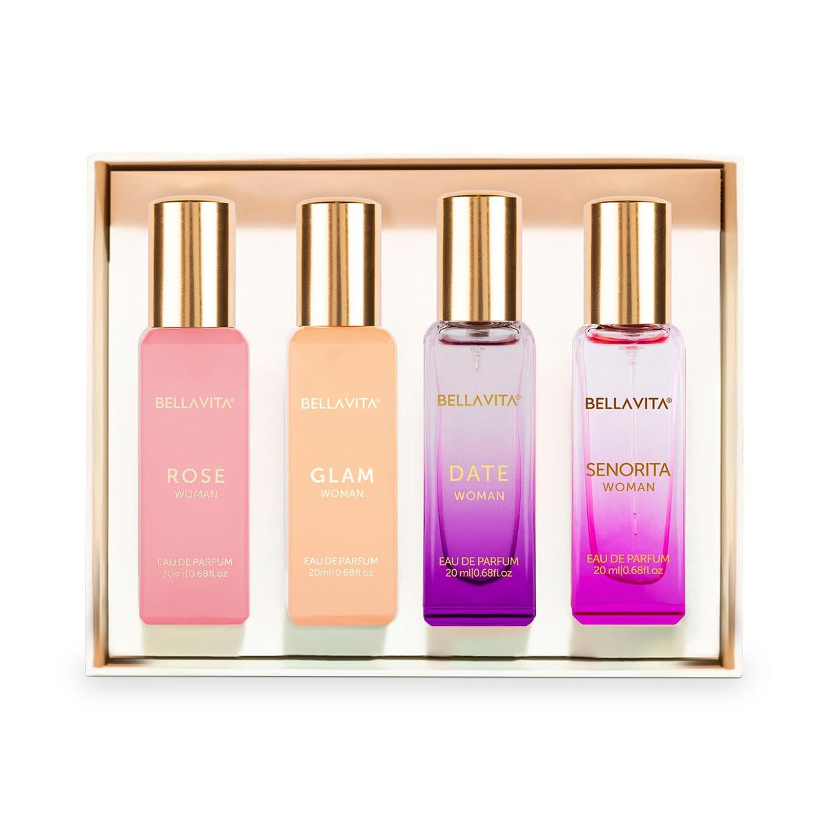 Bella Vita Organic Luxury Woman Eau De Parfum Gift Set - 4x20ml (Date, Senorita, Glam, Rose)