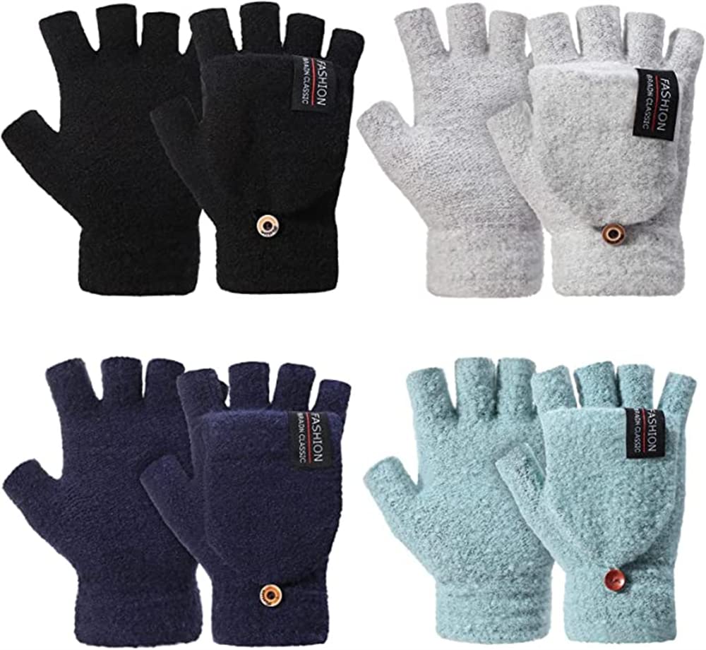 Women's Winter Touch Screen Gloves, Warm Fleece Lined Knit Gloves Elastic Cuff Winter Texting Gloves