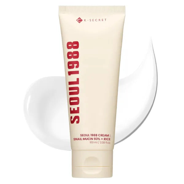 K-SECRET SEOUL 1988 Snail Mucin 93% Cream – Concentrated Yet Lightweight Formula Infused with 93% Snail Mucin | Non-Sticky & Fast-Absorbing Facial Cream | Korean Skincare, 100ml / 3.38 fl oz