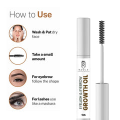 RAWLS Eyebrow & Eyelash Growth Serum - Natural & Organic Formula for Longer, Thicker Lashes & Brows - Nourishing with Castor Oil for eyelashes and eyebrows, Almond Oil and Vitamin E & C - 5 ml