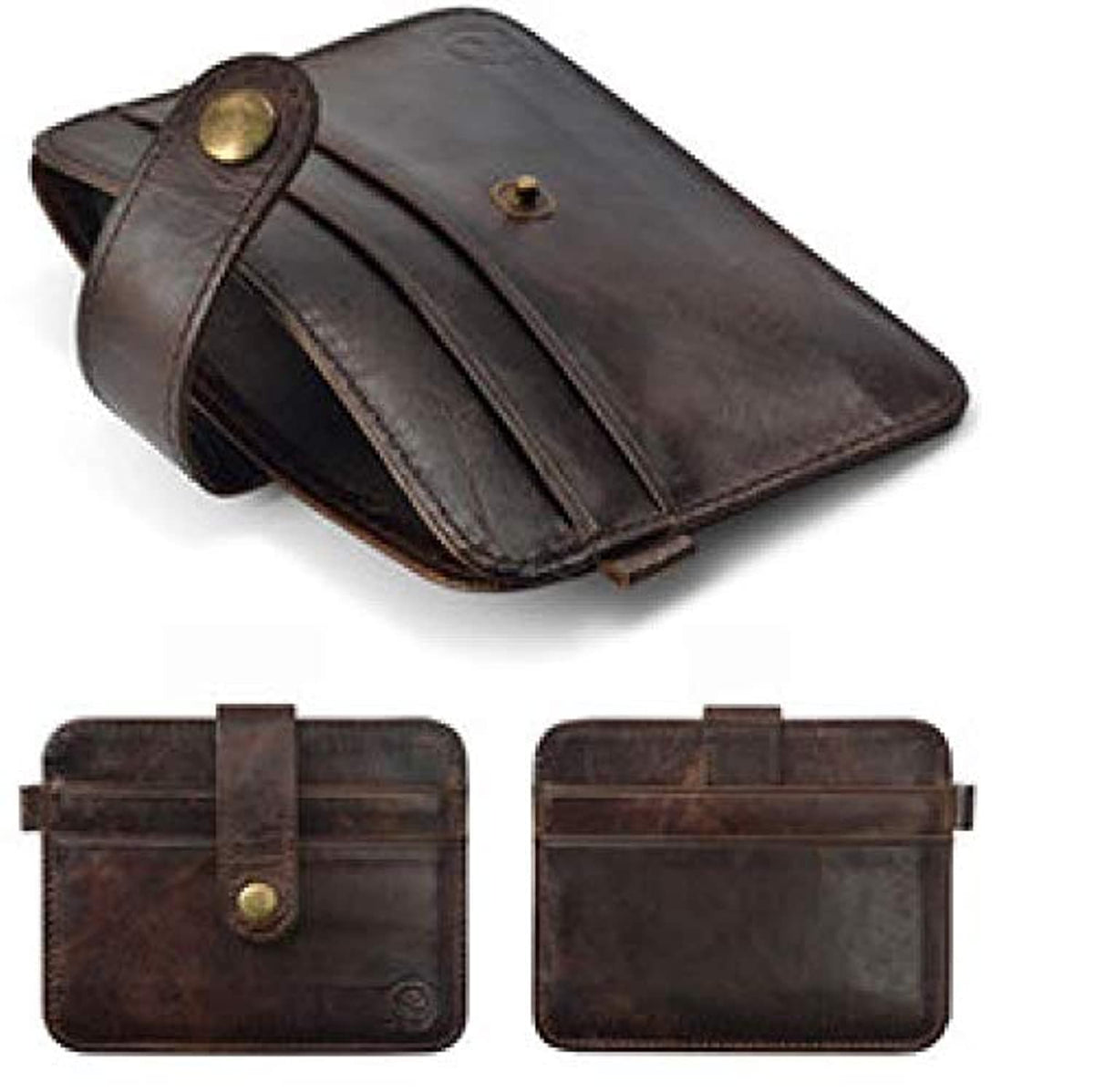 Small Wallet Men Hasp Mini Purse Wallets For Male Genunie Leather Business Men'S Clutch Credit Card Holder - Brown
