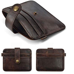 Small Wallet Men Hasp Mini Purse Wallets For Male Genunie Leather Business Men'S Clutch Credit Card Holder - Brown