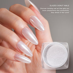 Pretty Diva Pearl Nail Powder - 2 Colors Chrome Nail Powder Ice Transparent Aurora Chrome Nail Powder, High Gloss Pearlescent Iridescent Glitters Powder Metallic Pigment for Nails