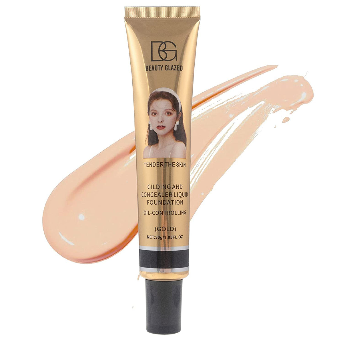 Matte Liquid Concealer Foundation New Formula Full Coverage Foundation Natural Moisturising Makeup Base Cream Smooth Long-Lasting Waterproof Oil Free Concealer Foundation 30 g (103 Warm Peach)