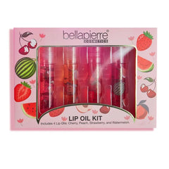 bellapierre Cosmetics 4-Piece Natural Lip Oil Kit | Moisturizing Lip Gloss Set, Fruit Flavored Lip Oil Collection with Rollerball Applicator