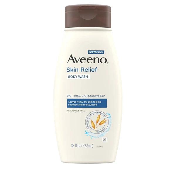Aveeno Skin Relief Body Wash, Fragrance-Free with Triple Oat Formula, Gentle Daily Cleanser for Sensitive Skin Leaves Itchy, Dry Skin Feeling Soothed & Moisturized, Soap-Free