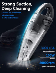 IDEA-TECH Car Vacuum Cleaner, 3.2KPa Strong Cyclone Suction, 12V 120W Rechargeable, for Pet Hair Car Home Cleaning, Black, 355 * 105 * 125mm/13.97 * 4.13 * 0.16in, BW0002
