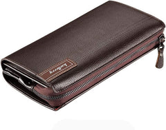 Mens Long Leather Cellphone Clutch Wallet Purse for Men Large Travel Business Hand Bag Cell Phone Holster Card Holder Case Gift for Father Son Husband Boyfriend (Y-BROWN)