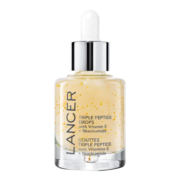 Lancer Skincare Triple Peptide Drops with Vitamin E, Daily Anti-Aging Face Serum with Hydrating Hyaluronic Acid, 1 Fl Oz