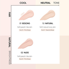 Amuse SEOUL Meta Fixing Cushion Foundation 02 NUDE | peach | Matte, fluffy texture, long-lasting, high coverage, bright finish, clean beauty, vegan