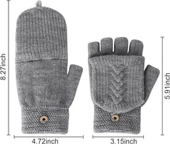Fingerless Gloves for Women, Winter Warm Knitted Gloves Convertible Mittens Flap Cover, Winter Gloves for Women & Men (2 Pairs)