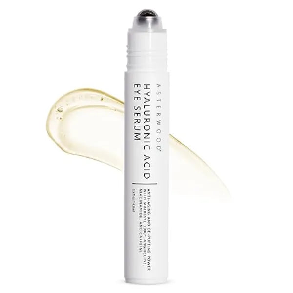 Asterwood Hyaluronic Acid Eye Serum Reduces Undereye Bags, Wrinkles, Dark Circles, Fine Lines, & Crow's Feet with Matrixyl 3000, Niacinamide & Caffeine Treatment for Women & Men 0.5 Fl Oz