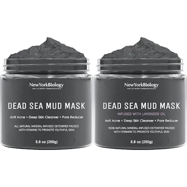 New York Biology Dead Sea Mud Mask for Face and Body with Dead Sea Mud Mask Infused with Lavender Spa Quality Pore Reducer for Acne, Blackheads and Oily Skin, Natural Skincare 8.8 Oz
