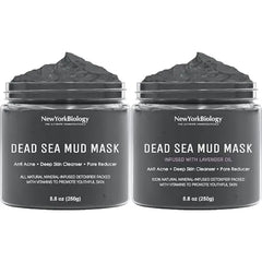 New York Biology Dead Sea Mud Mask for Face and Body with Dead Sea Mud Mask Infused with Lavender Spa Quality Pore Reducer for Acne, Blackheads and Oily Skin, Natural Skincare 8.8 Oz