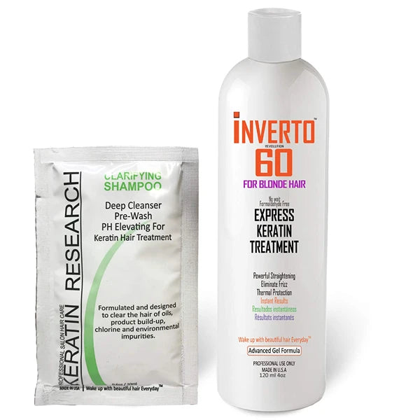 KERATIN RESEARCH NVERTO 60 Keratin Treatment for BLONDE HAIR Formaldehyde Free Keratin Hair Treatment Super Fast Application Process includes Starter kit Results are Instant healthy Shiny Beautiful hair