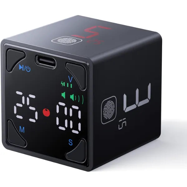 TICKTIME Pomodoro Timer Cube – Productivity Timer with Pause & Resume, Silent/Vibrate/Sound Alerts and Custom Countdown for Study, Work & ADHD