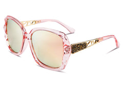 FEISEDY Polarized Women Square Sunglasses Sparkling Composite Shiny Frame B2289