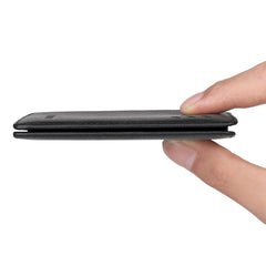WILLIAMPOLO Men's Wallets Genuine Leather Thin Wallet Men Short Credit Card Holder Small Front Pocket Money Clips Bifold Slim Purse with ID Window - Black