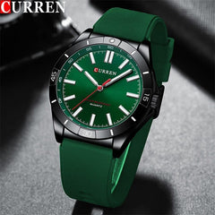 CURREN New Model CURREN Men's Analog Quartz Wrist Watches Simple Watches Silicone Band Luminous Wristwatch Business Men 8449 Fashion - GREEN