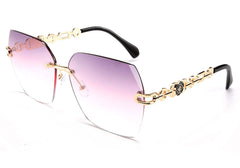 Rimless Sunglasses for Women Metal Square Frame Classic Diamond Grandient lens Eyewear UV Protection Fashion Shades for Women B2567
