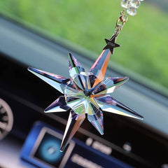 KUI RFSTGYU Car Mirror Pendant, Bright Stars Big Snowflake Car Pendant Crystal Car Rear View Mirror Pendant Hanging Crystal Pendant Christmas Ornament Gift (Color : Clear)
