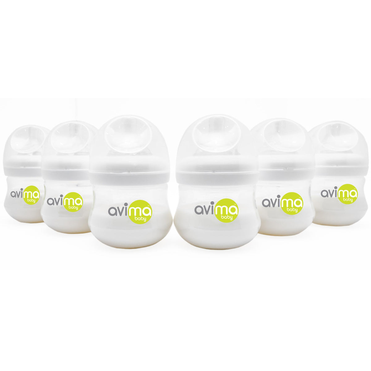 Avima Baby 4 oz Anti Colic Baby Bottles for Breastfed Babies - Slow Flow, Wide Neck Bottle, BPA Free - Newborn 0-3 Months, Stage 1 (Set of 6)