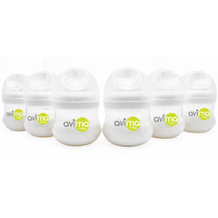 Avima Baby 4 oz Anti Colic Baby Bottles for Breastfed Babies - Slow Flow, Wide Neck Bottle, BPA Free - Newborn 0-3 Months, Stage 1 (Set of 6)