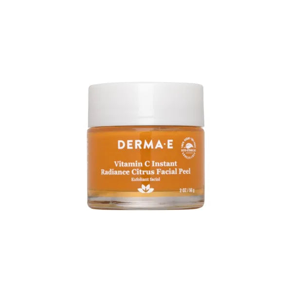 Derma E Vitamin C Instant Radiance Citrus Facial Peel – Non-Abrasive for Face and Neck - Skin Brightening Face Peel Resurfaces, Smooths and Rejuvenates Facial Skin, 2 oz