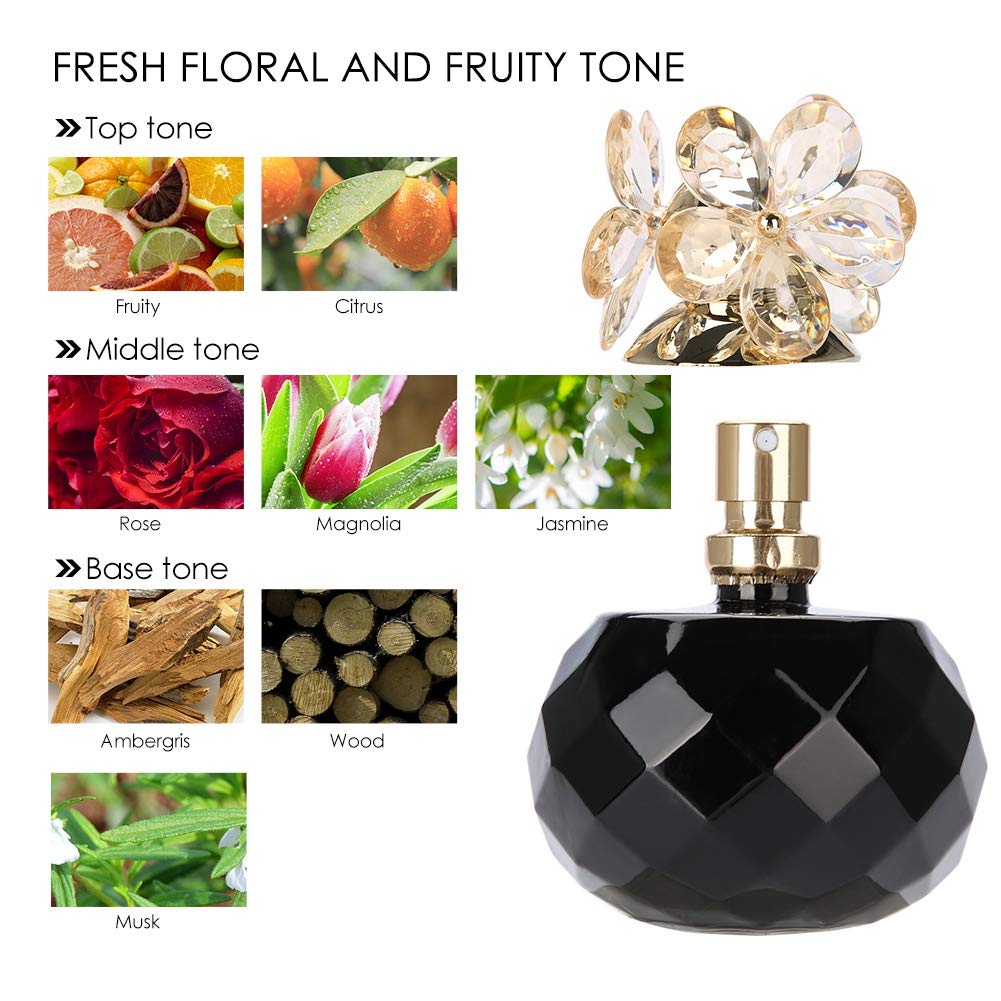 Women Perfume, Natural Floral Fruity Fragrance, Long Lasting Fragrance Spray Perfume, Birthday Gift, Fresh Female Perfume, Eau de Toilette for Women, Unique Gift(Black)