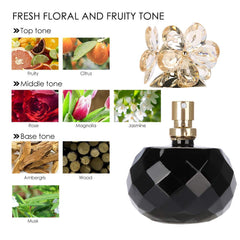 Women Perfume, Natural Floral Fruity Fragrance, Long Lasting Fragrance Spray Perfume, Birthday Gift, Fresh Female Perfume, Eau de Toilette for Women, Unique Gift(Black)