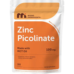Micro Ingredients Zinc Picolinate 100 mg Per Serving, 300 Softgels | Zinc Supplement for Women & Men | Made with MCT Oil | Non-GMO