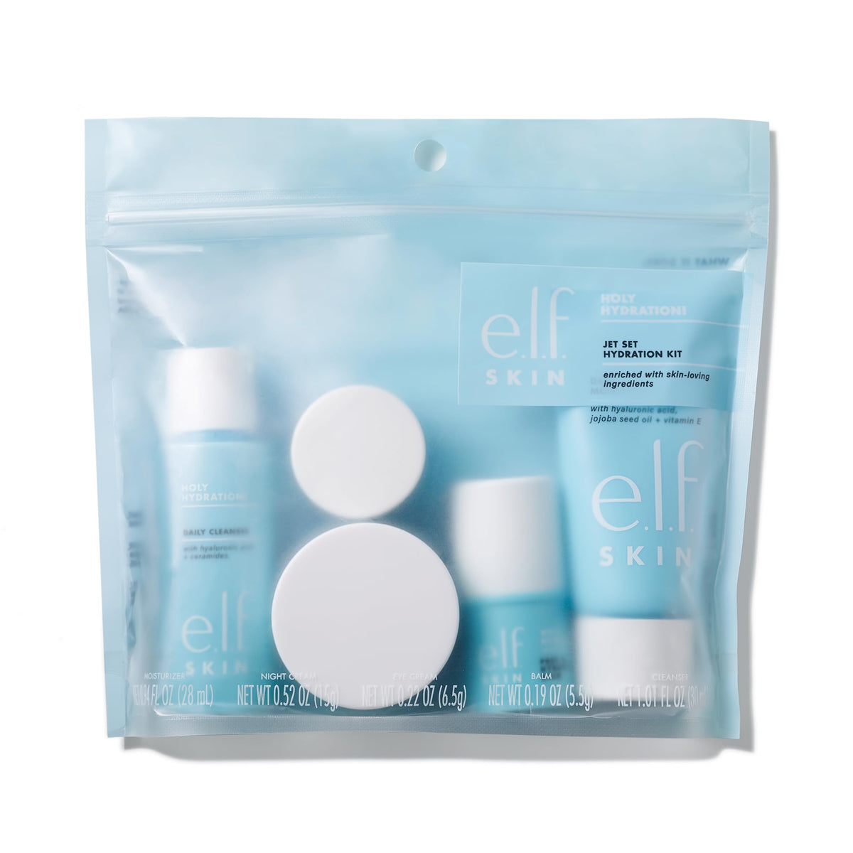 e.l.f. SKIN Jet Set Hydration Kit, Travel Friendly Hydrating Skincare Set, Face Cleanser, Balm, Moisturiser, Eye Cream and Night Cream, Vegan and Cruelty-Free