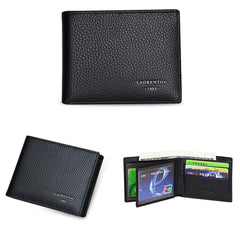 LAORENTOU Genuine Leather Wallets for Men, Gift Box Packing Men's Slim Wallets Credit Card Holders Casual Men Purses Gift for Father Day Gift for Mens Birthday, 03 Black, Short, Rfid Wallet